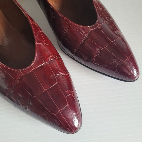 Bally croc embossed burgundy court heels vintage designer heels - Picture 9 of 16